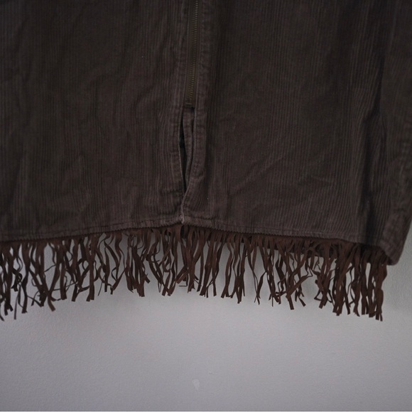Vintage 90’s Old Navy Brown Fringe Zipped Corduroy Jacket Size M(men’s) Y2K Boho - Picture 9 of 10